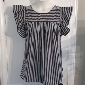 Insanely cute flutter sleeve striped top